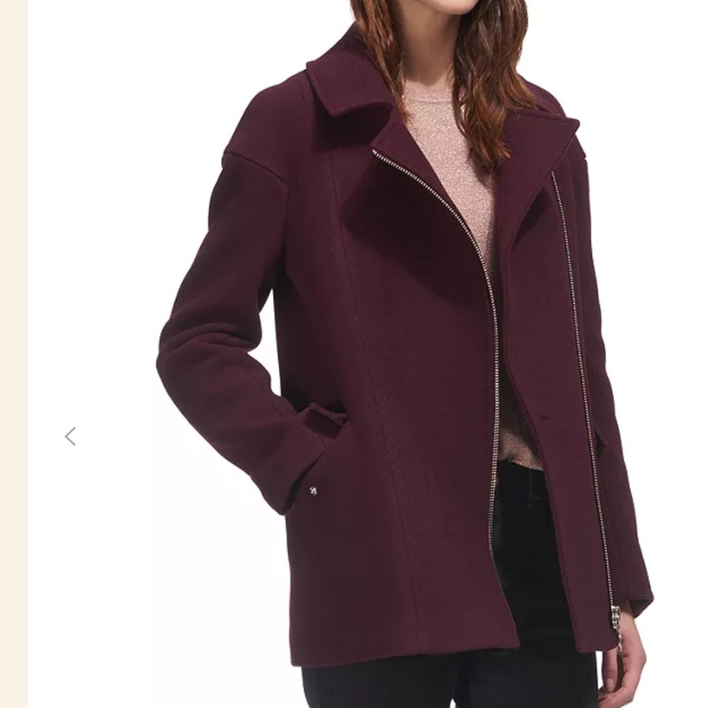 Whistles Burgundy "Maddie" Wool Biker Coat Size 0 US